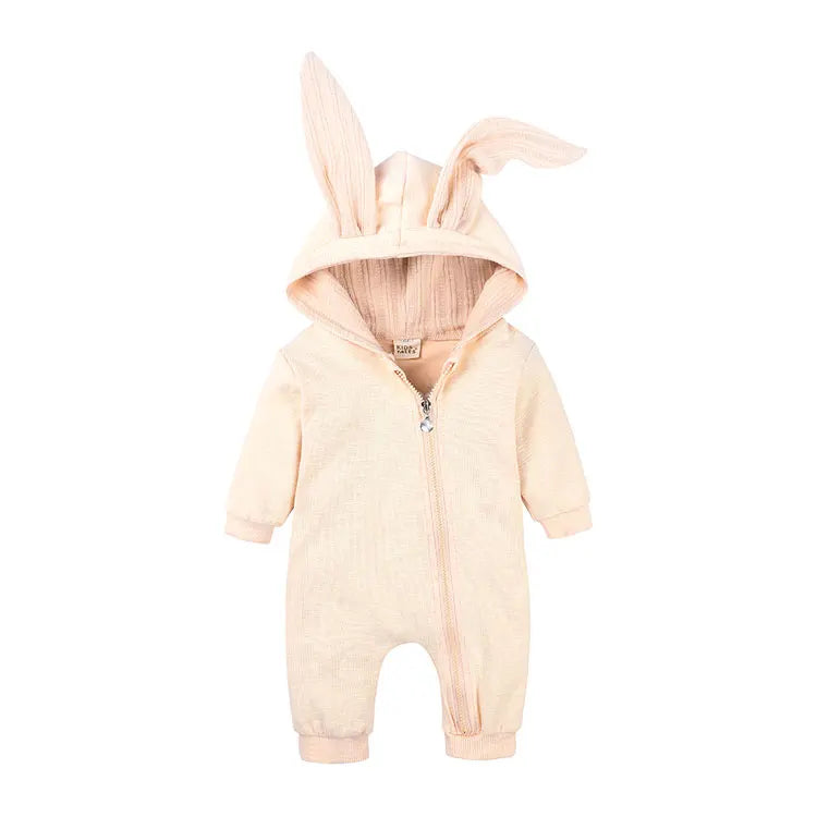 Baby Romper 3–18M, Cartoon Hooded Long Sleeve Jumpsuit