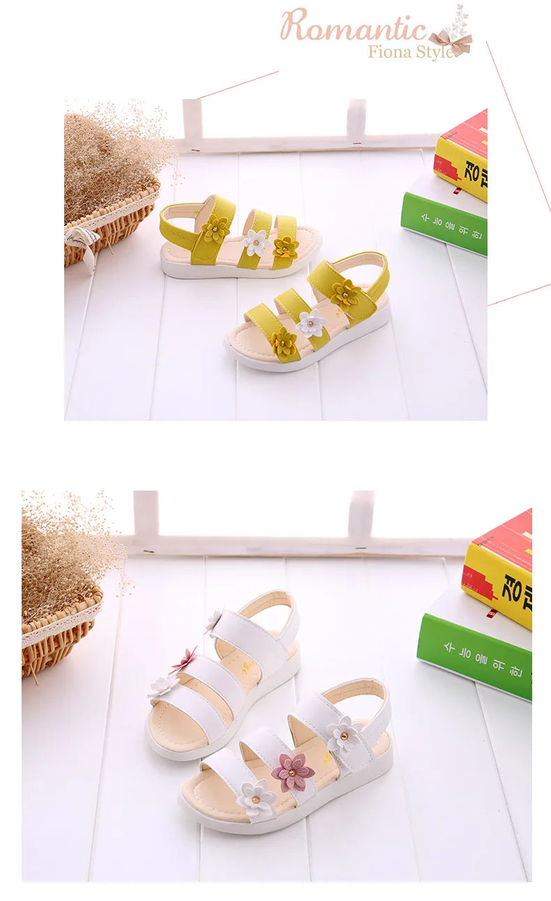 Girls’ Gladiator Floral Sandals – Cute Soft Summer Beach Shoes