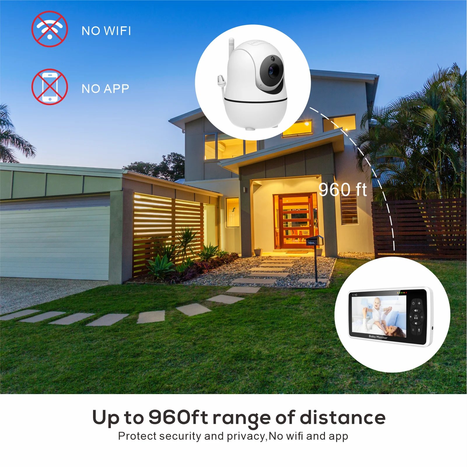 5" Baby Monitor – 1000ft Range, Audio & Video
