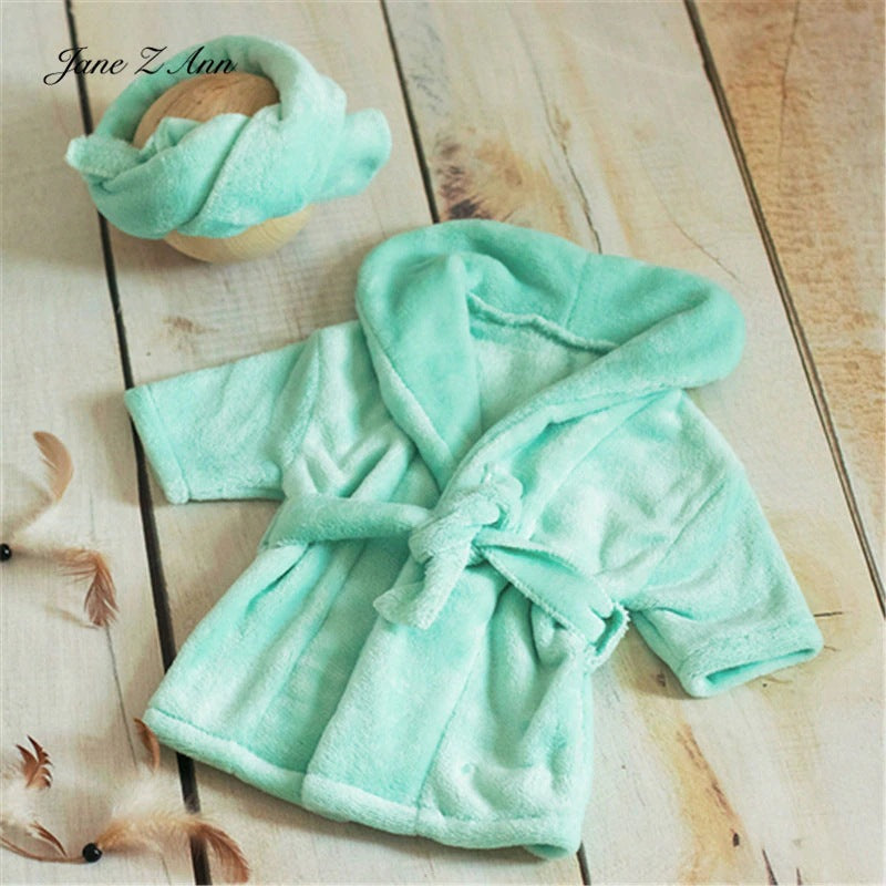 Baby Photo Props Bathrobe with Belt Bath Towel Set
