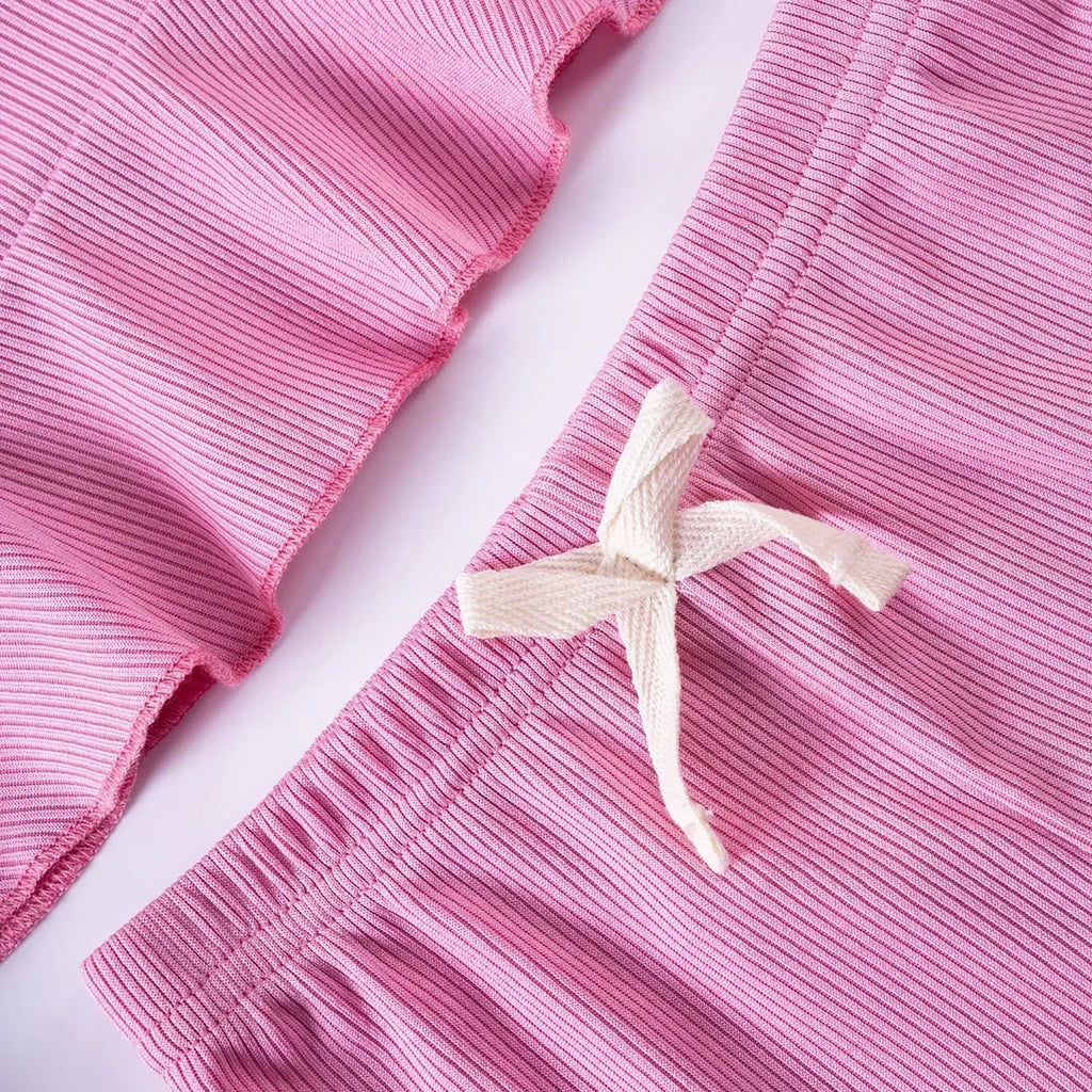 2pcs Camisole Bow Tops & Casual Shorts Set Cute Small Fresh Style Daily