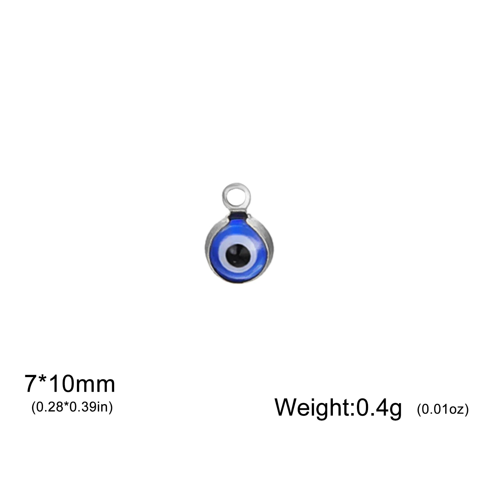 5Pcs Blue Evil Eye Stainless Steel