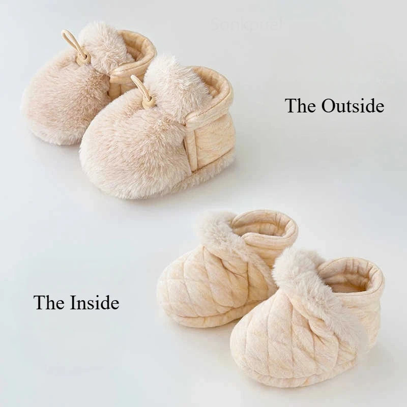 Baby Winter Booties (0–12M) – Soft Sole Non-Slip First Walkers