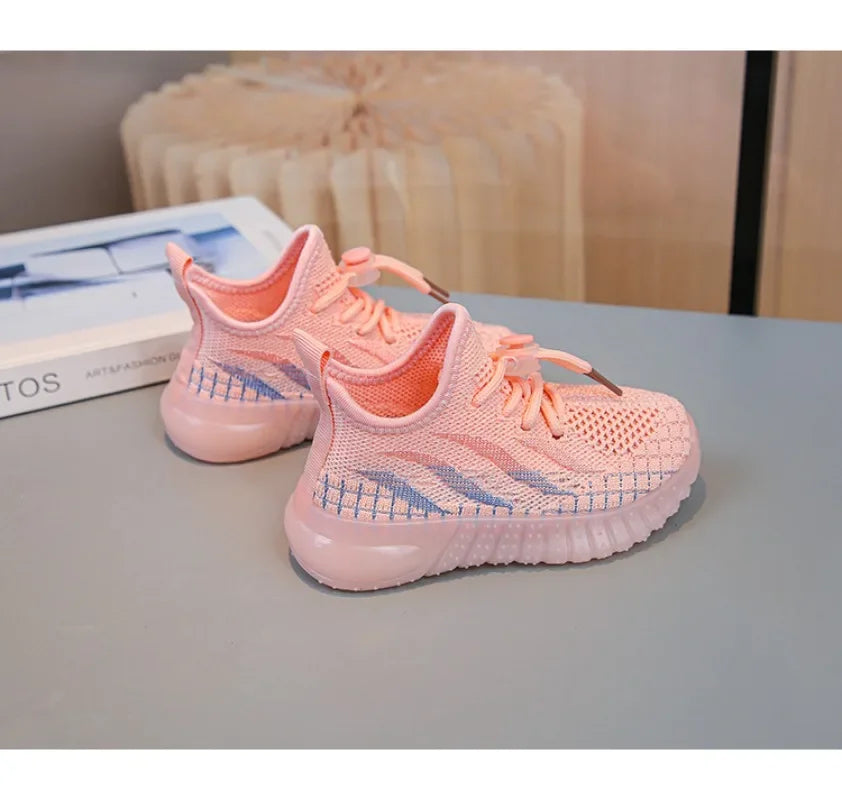 Kids Lightweight Woven Sneakers – Non-Slip Outdoor Mesh Shoes