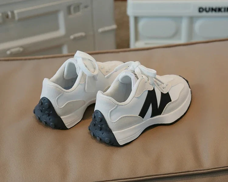 Kids Spring Leather Sneakers – Soft Sole Non-Slip Casual Shoes