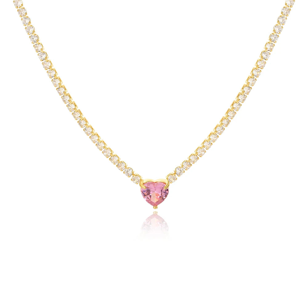 Crystal Stone Love Heart Necklace