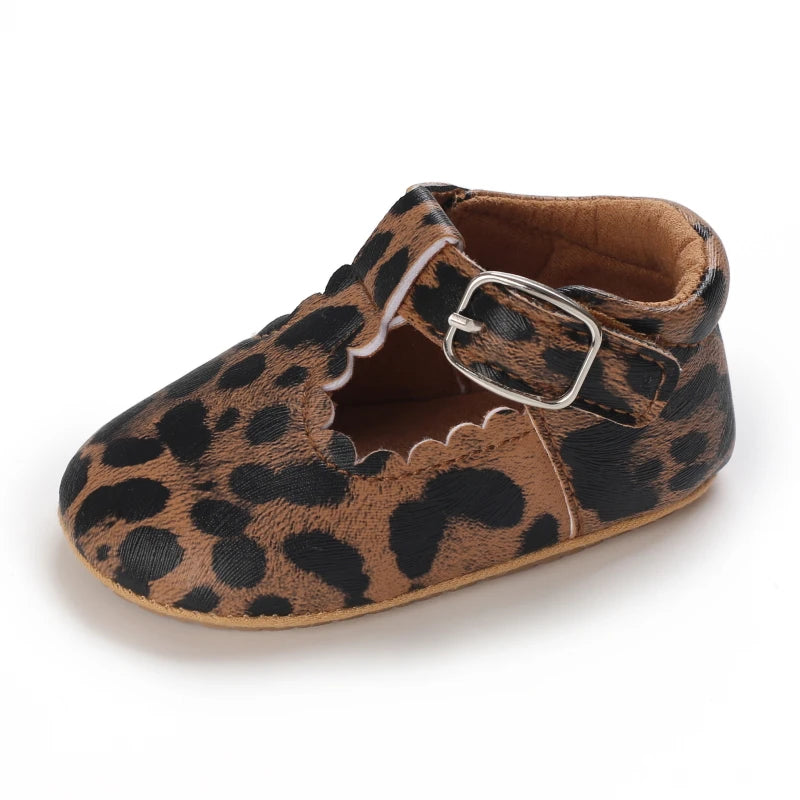 Baby Stripe Leather Shoes – Multicolor Non-Slip First Walkers