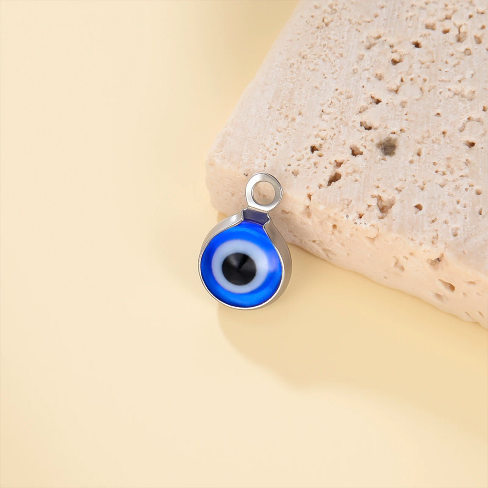 5Pcs Blue Evil Eye Stainless Steel