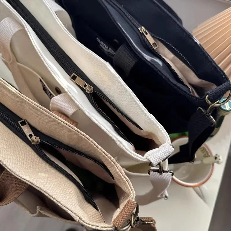 Canvas Ladies Commuter Bag – Horizontal Shoulder Tote for Students