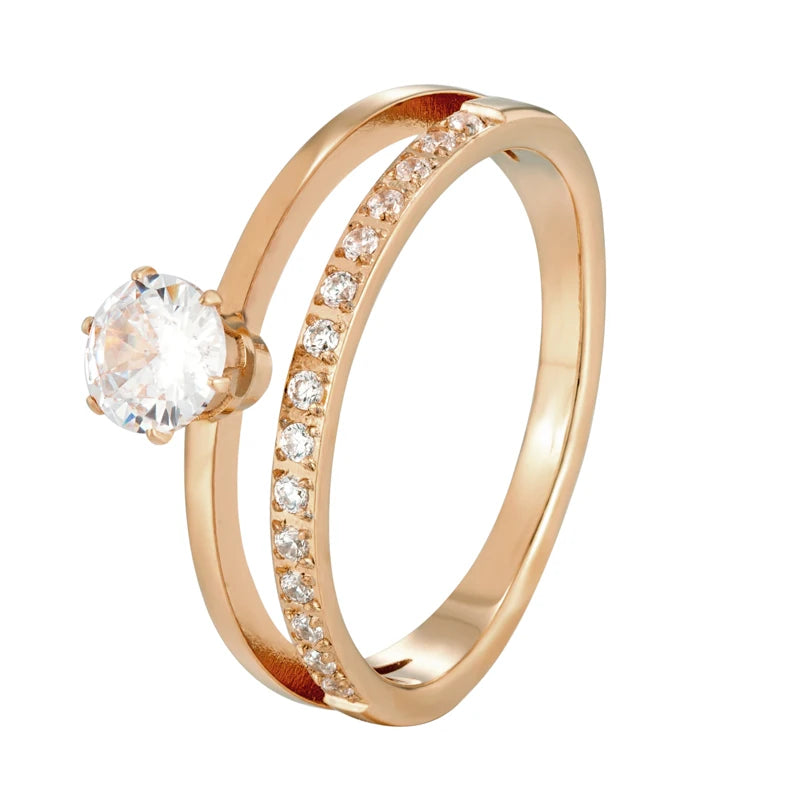 Crystal Zircon Stainless Steel Ring