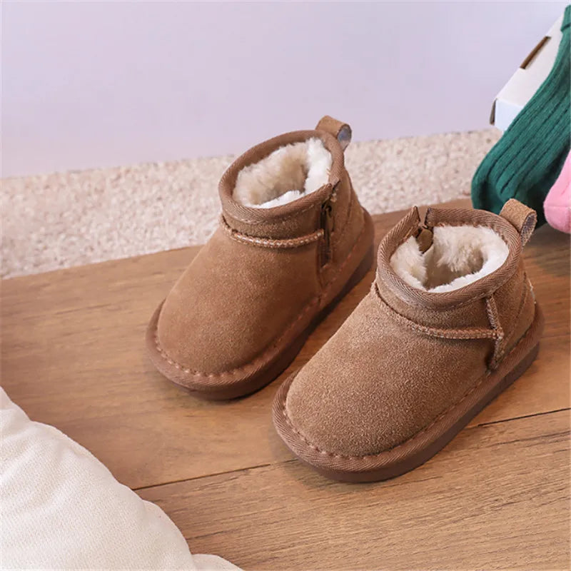 Baby Winter Snow Boots – Leather Plush Non-Slip Toddler Shoes