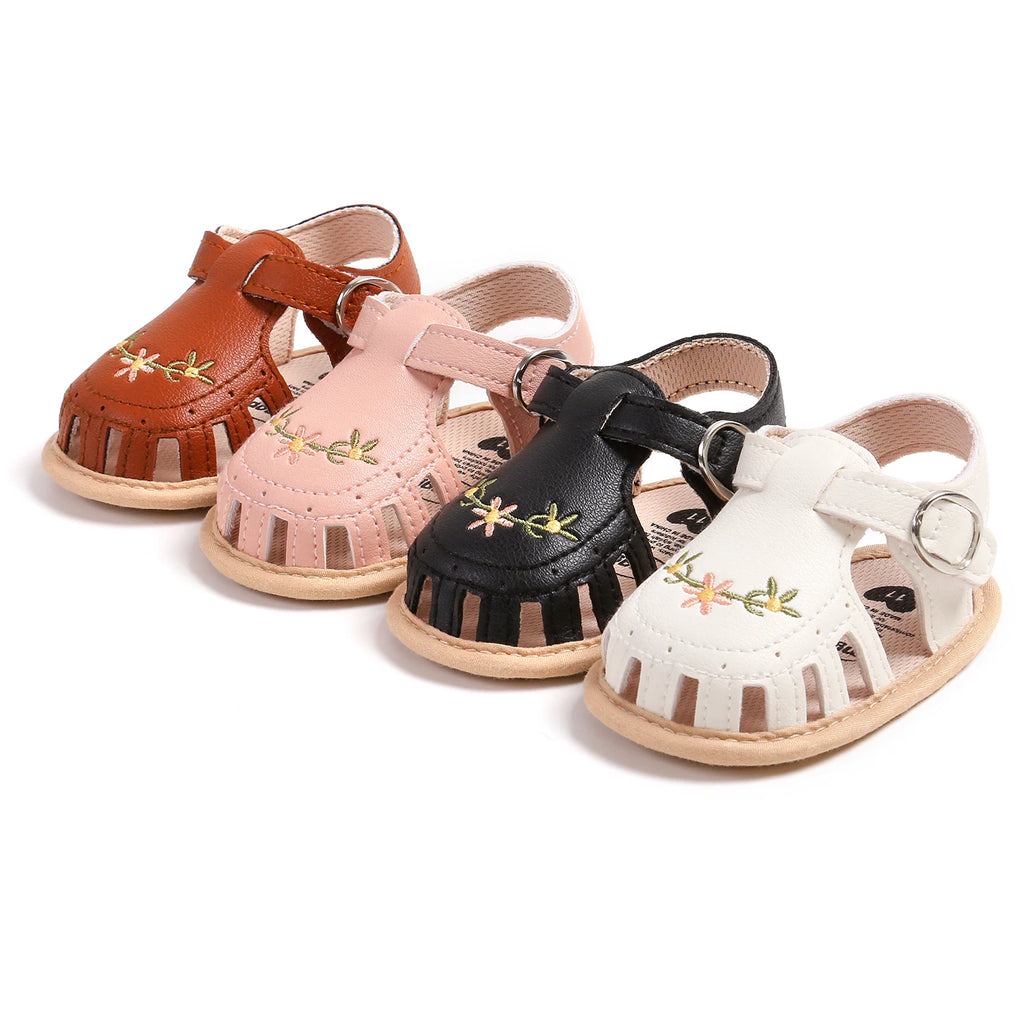 Baby Girl Summer Sandals – Breathable Lightweight Floral Wrap-Toe Shoes