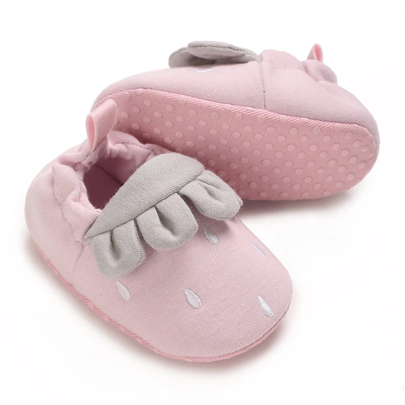 Baby Winter Strawberries Booties – Soft Sole Non-Slip First Walkers