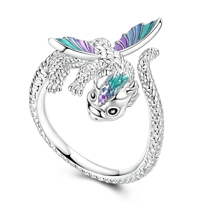 Clover Adjustable Ring 925 Sterling Silver Original Hummingbird Glow Firefly Free Size Open Rings For Women Wedding Jewelry Gift