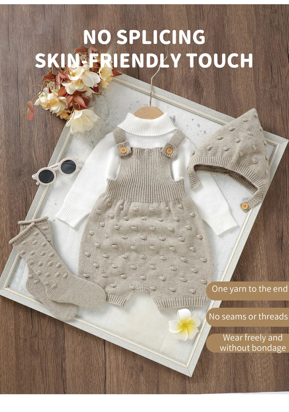3pcs/Set Girls Sleeveless Knitted Rompers Hats Socks Outfits 0-18m Infant Suits
