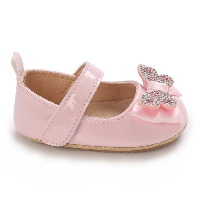 Infant & Toddler Mary Jane Shoes – Bow Faux Leather Flats with Easy Fasten