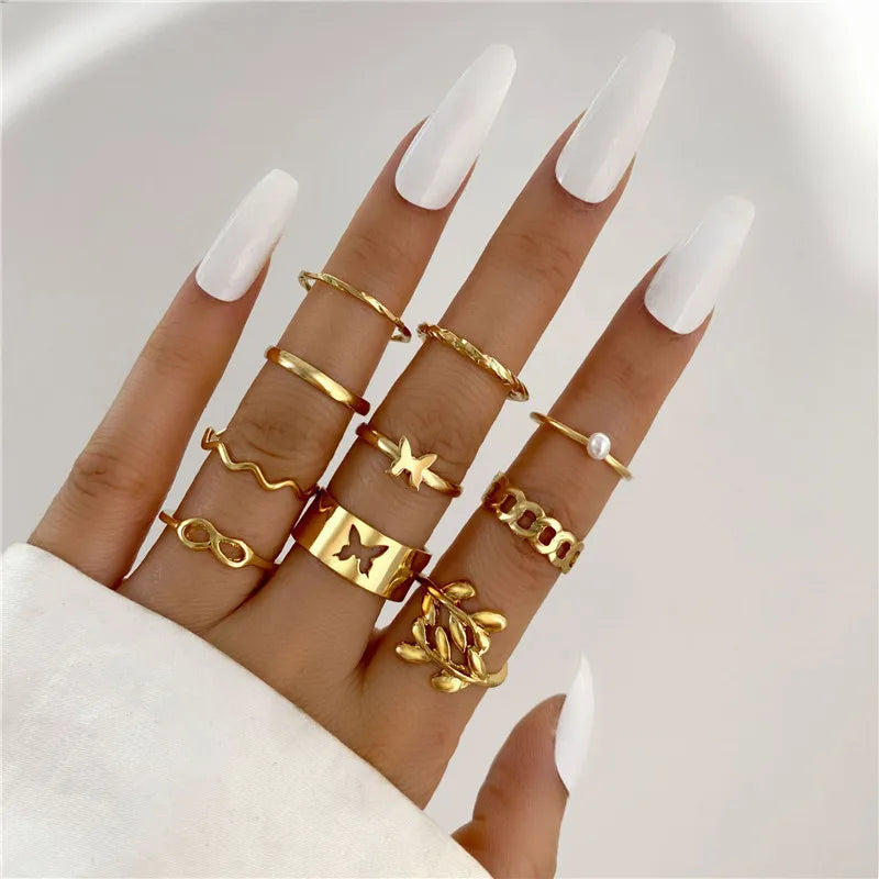 Heart Geometric Gold Butterfly Ring