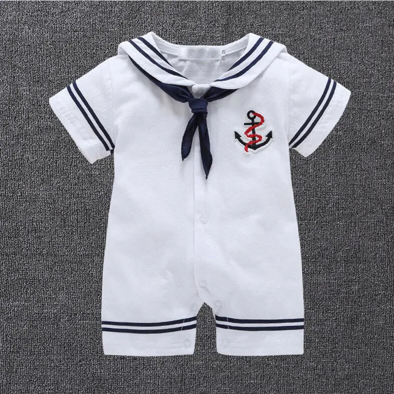 Newborn Baby Boy Sailor Romper
