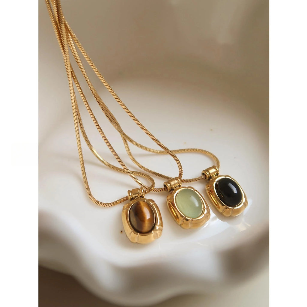 Black Agate Necklace Natural Stone Dongling