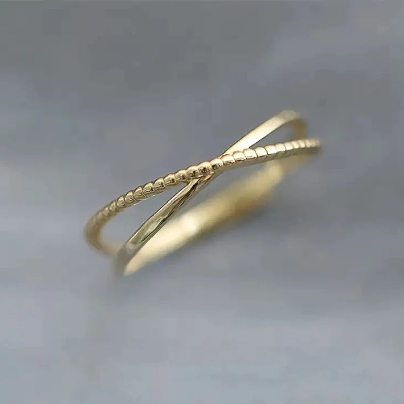 CAOSHI Chic Two-tone Style Finger Ring Female Engagement Jewelry with Brilliant Zirconia Fashion Thin Accessories for Wedding