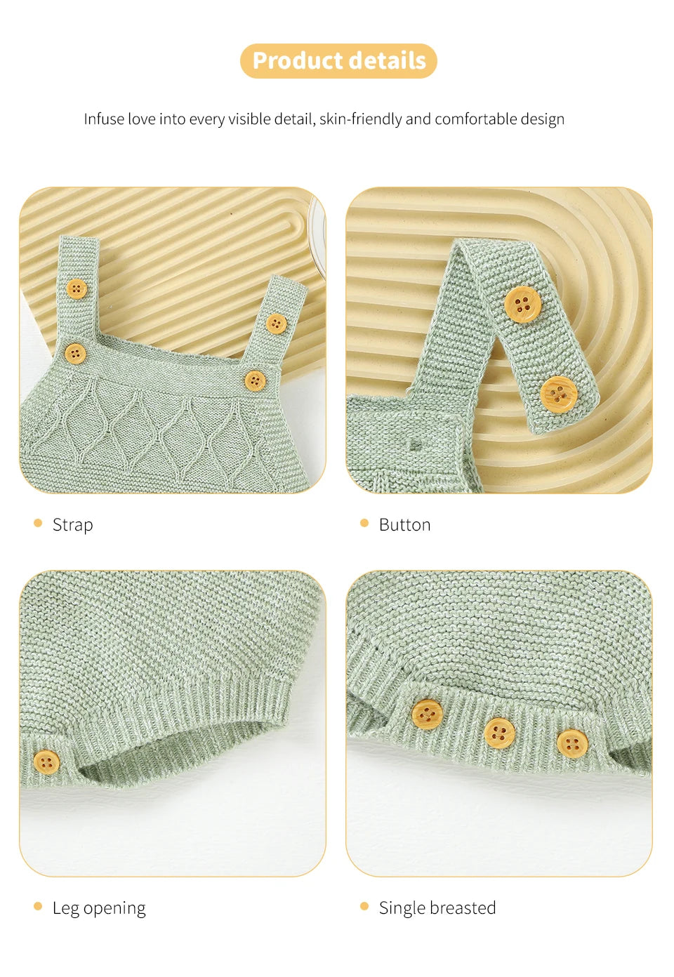 Newborn Baby Boys & Girls Sleeveless Knit Jumpsuit