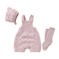 3pcs/Set Girls Sleeveless Knitted Rompers Hats Socks Outfits 0-18m Infant Suits