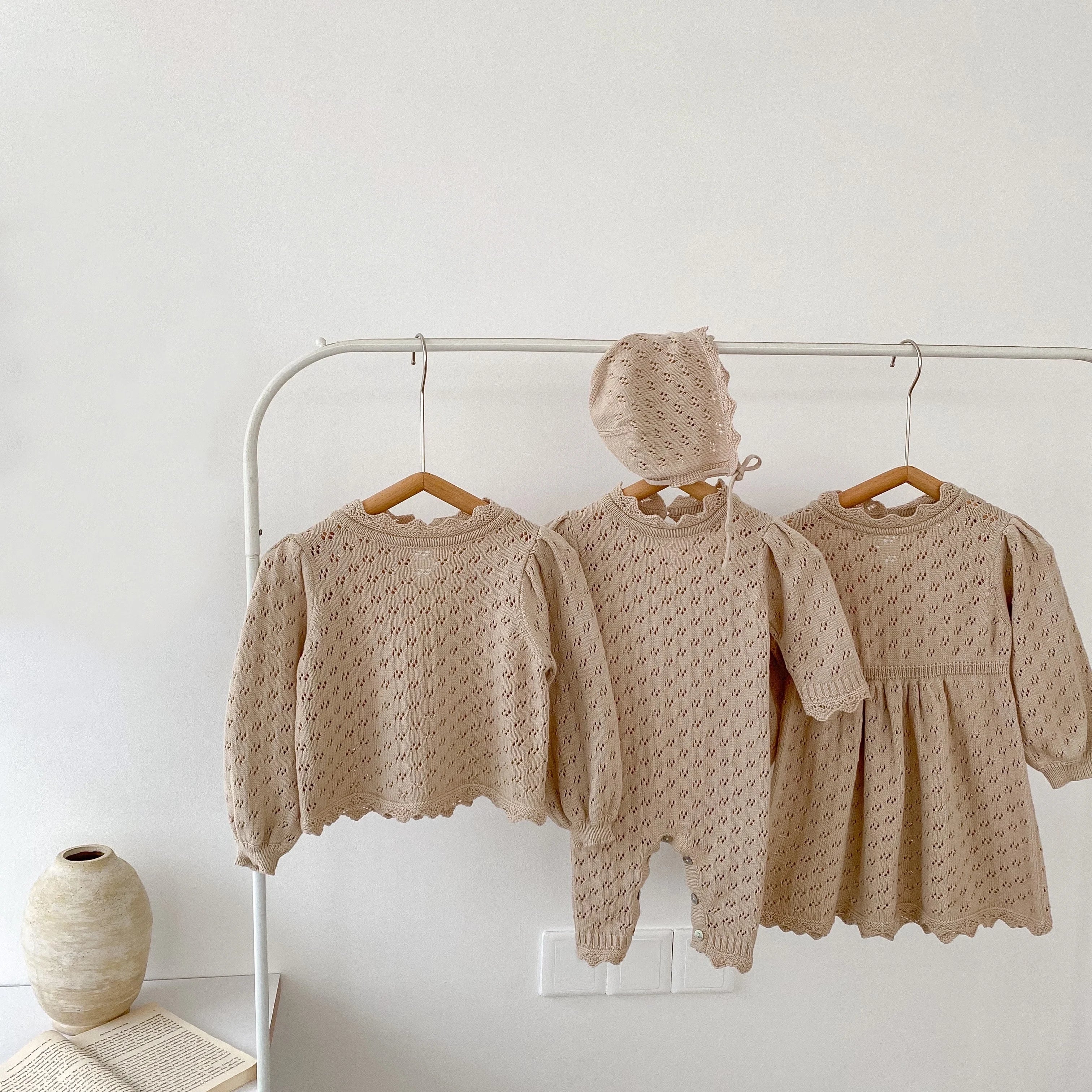 Baby Girl Knit Romper & Dress Top (0–12M)