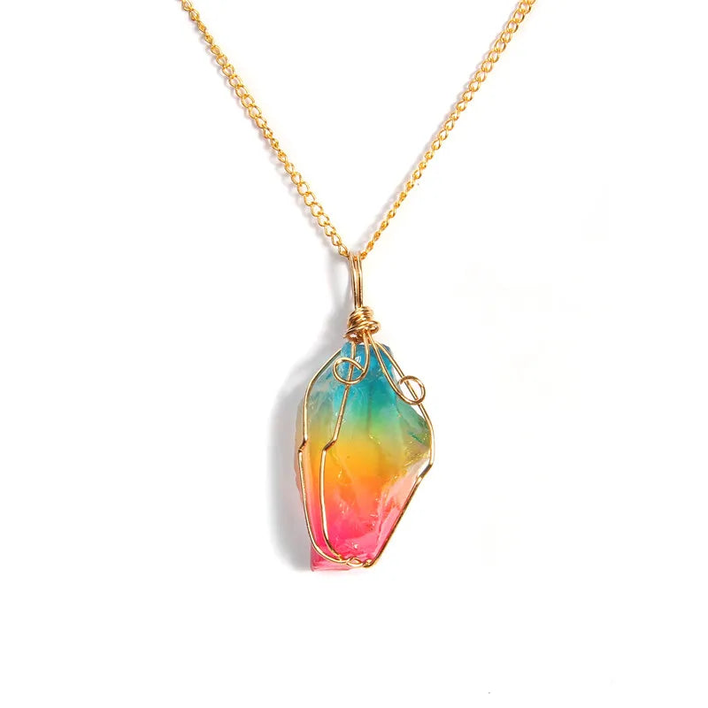 Natural Stone Pendant Necklace Crystal Amethysts