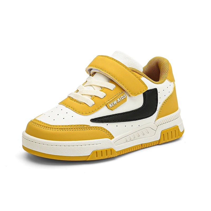 Kids’ Running Sneakers – Leather & Mesh, Non-Slip Shoes