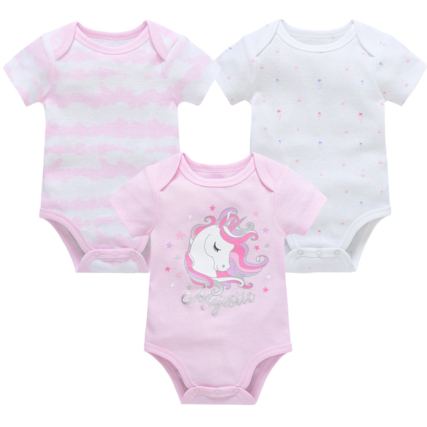 3/6PCS Baby Bodysuit Set, Cotton Short Sleeve 0–12M