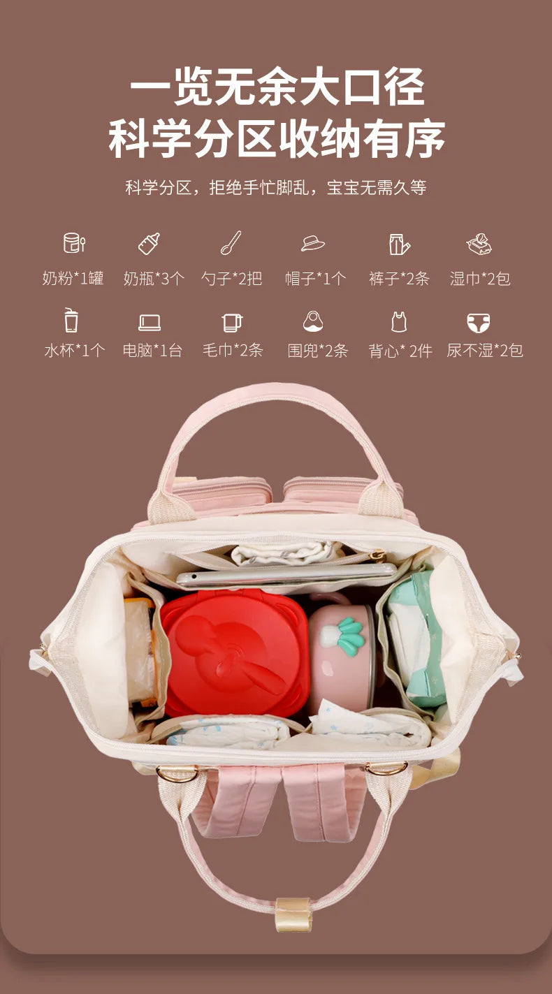 Nappy Backpack Bag – Large Capacity Waterproof Diaper Bag for Baby Care & Travel