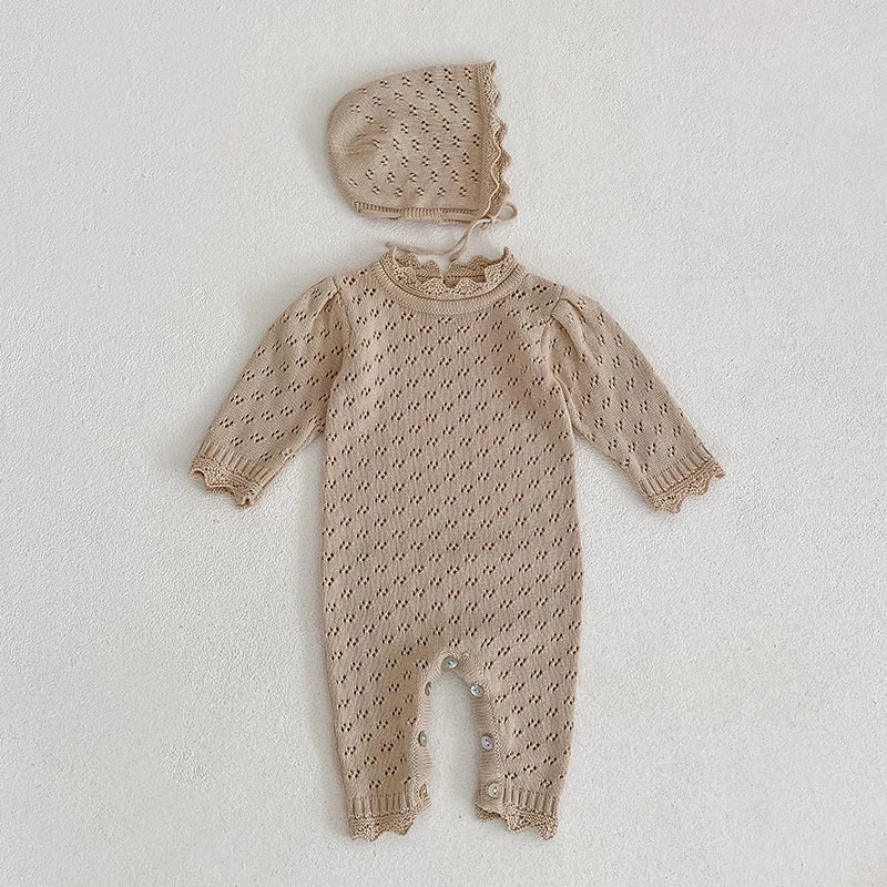 Baby Girl Knit Romper & Dress Top (0–12M)