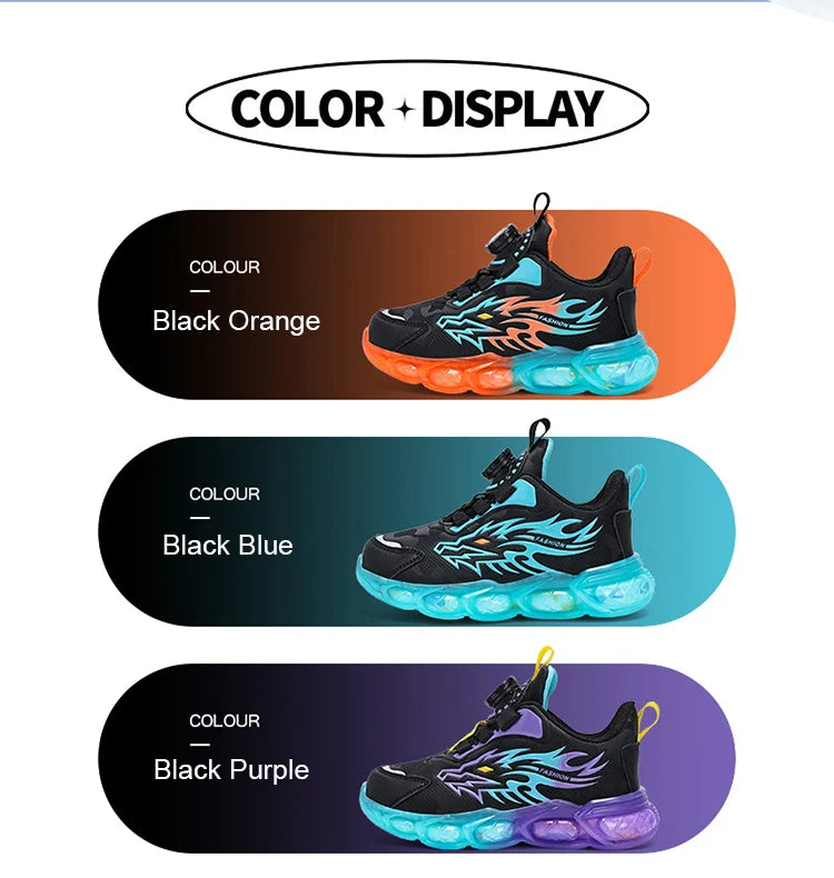 Kids Leather Sneakers – Lightweight Non-Slip Dragon Pattern Shoes (Size 28–39)