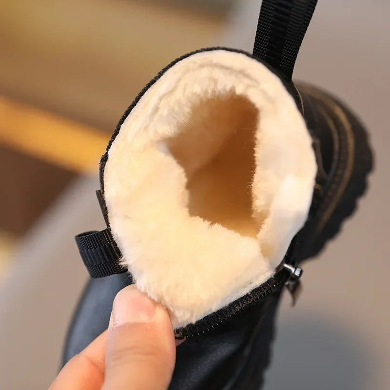 Kids’ Ankle Leather Boots – Warm, Comfortable, Non-Slip