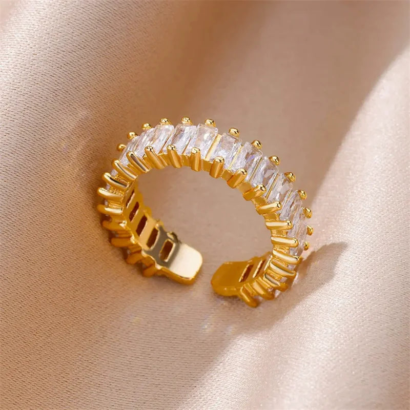Eilieck Stainless Steel Zirconia Ring
