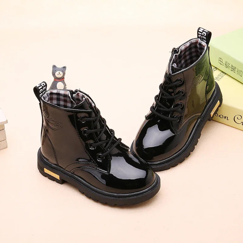 Girls’ PU Leather Winter Boots
