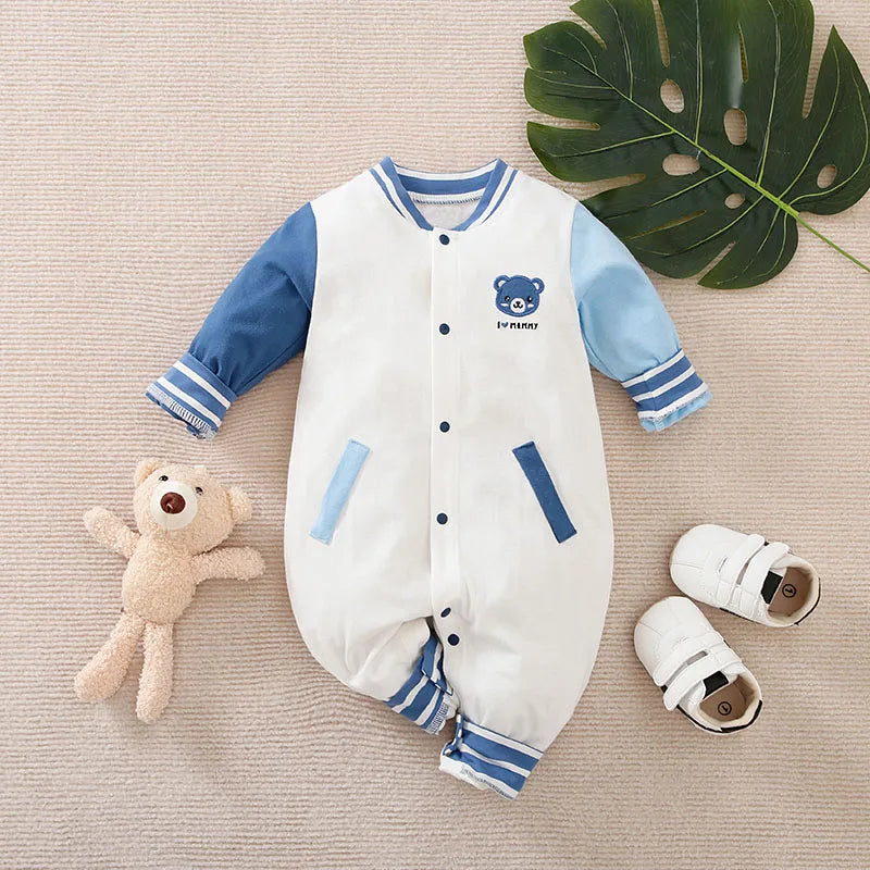 Baby Jumpsuit, 0–18M, Baseball & Teddy Bear