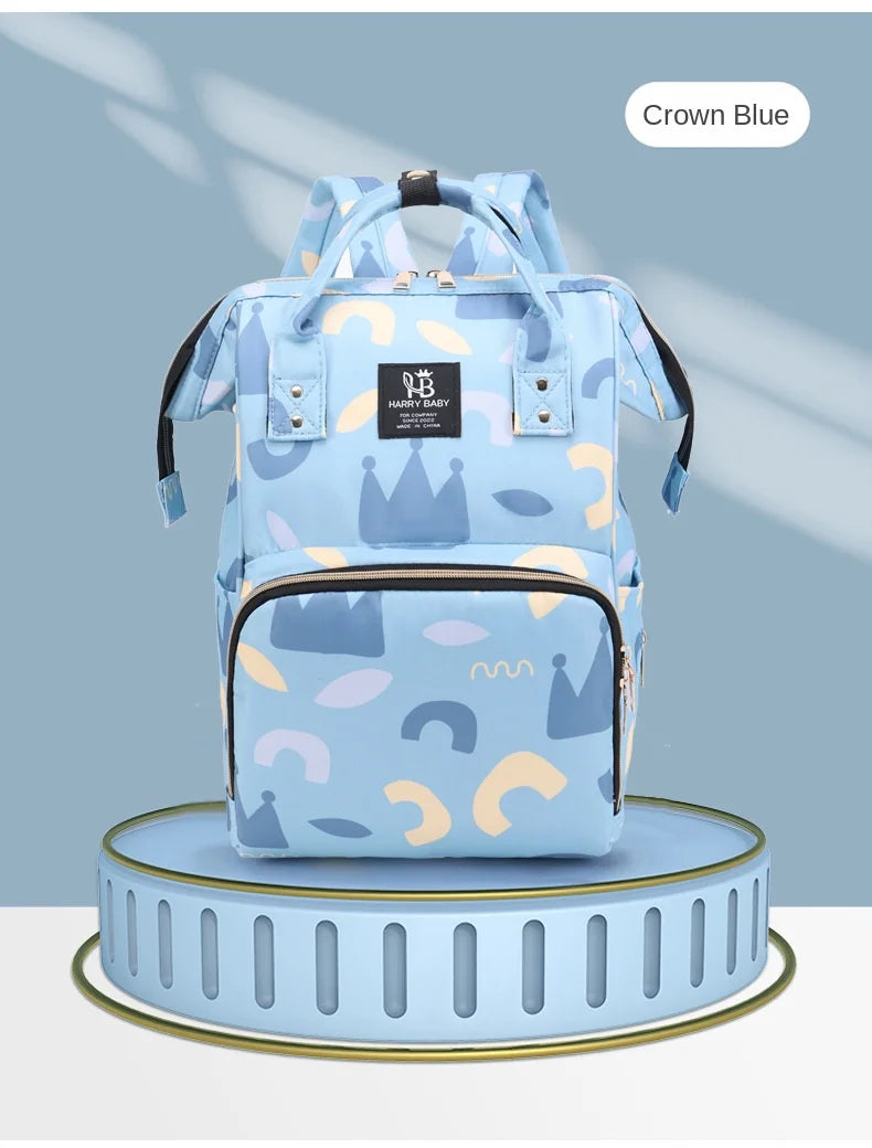Fashion Print Nappy Backpack – Multi-Functional Large Capacity Mommy Bag for Outdoor Travel & Baby Care