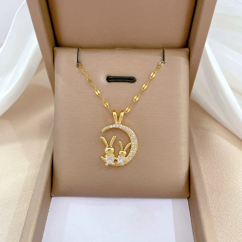 Eilieck Stainless Steel Zircon Necklace