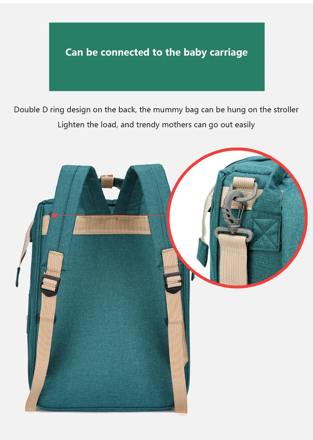 Portable Folding Mommy Bag – Large Capacity Baby Backpack with Crib for Travel & Outings