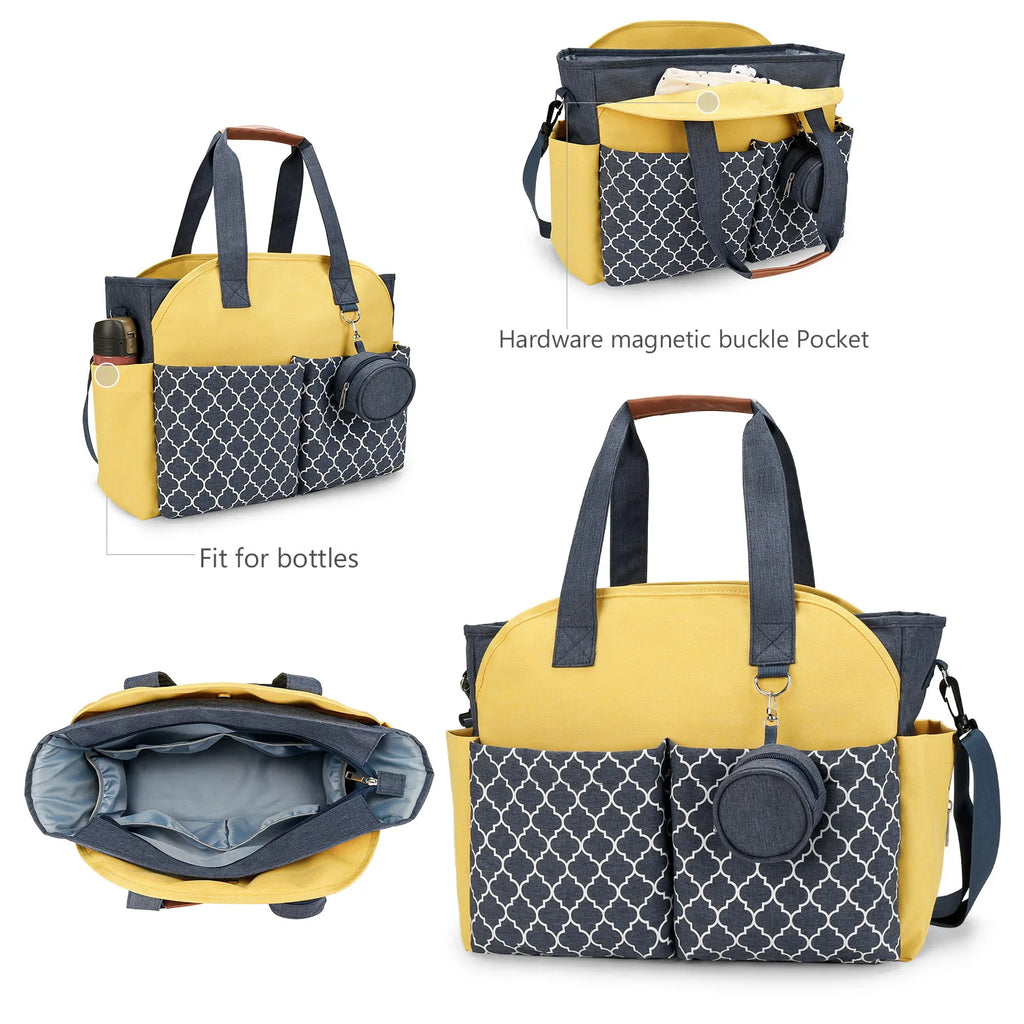 Diaper Bag Tote – Waterproof, Portable Baby Changing Bag with Shoulder Strap for Moms
