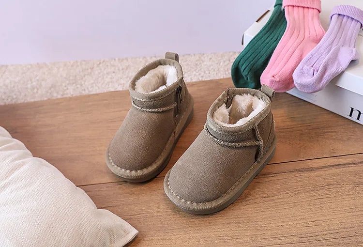 Baby Winter Snow Boots – Leather Plush Non-Slip Toddler Shoes