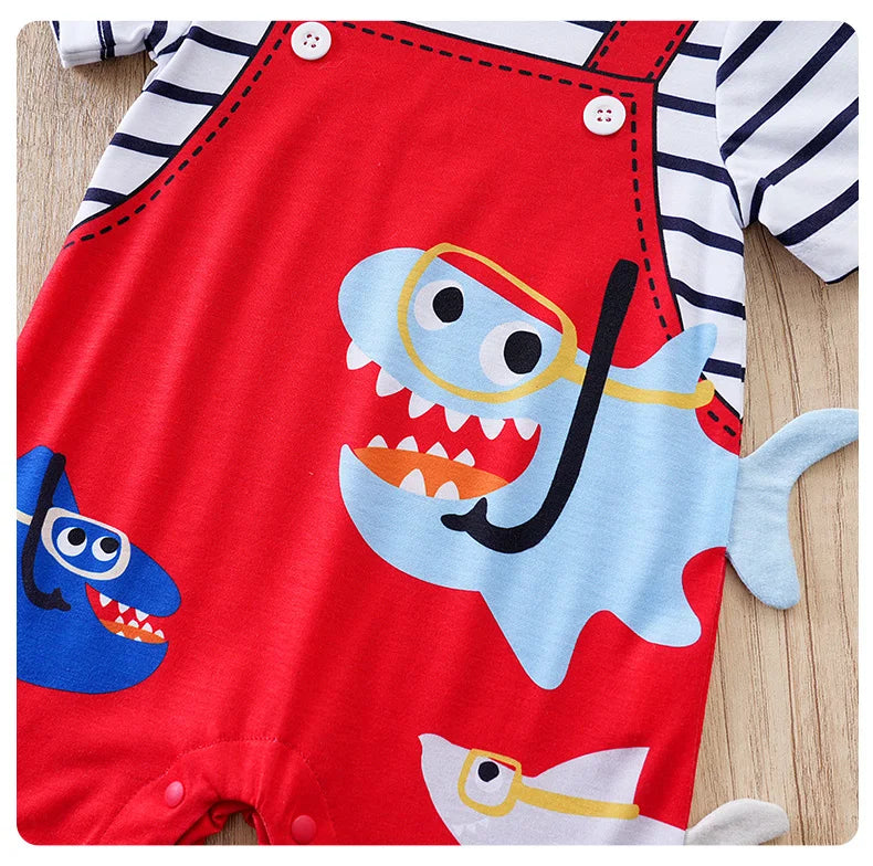 Newborn Clothes Cute Cartoon 3d Shark Print Strap