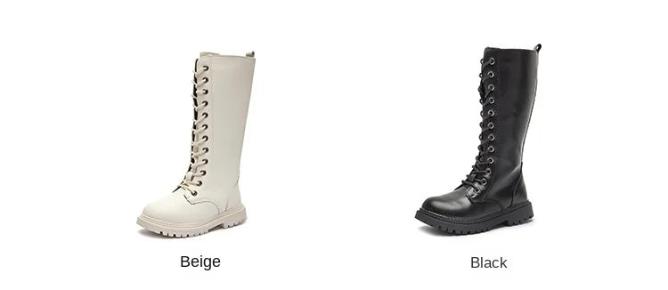 Girls’ Padded High-Top Boots – Warm Lace-Up Princess Shoes