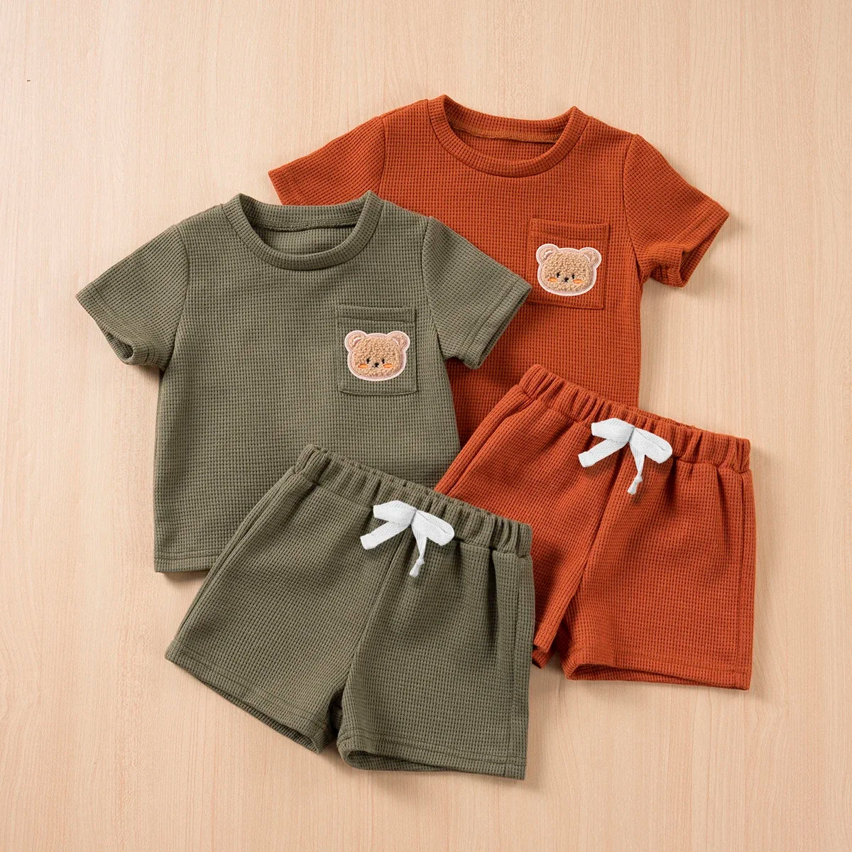 Cute Bear Short Sleeve & Breathable Shorts 2pcs Comfortable