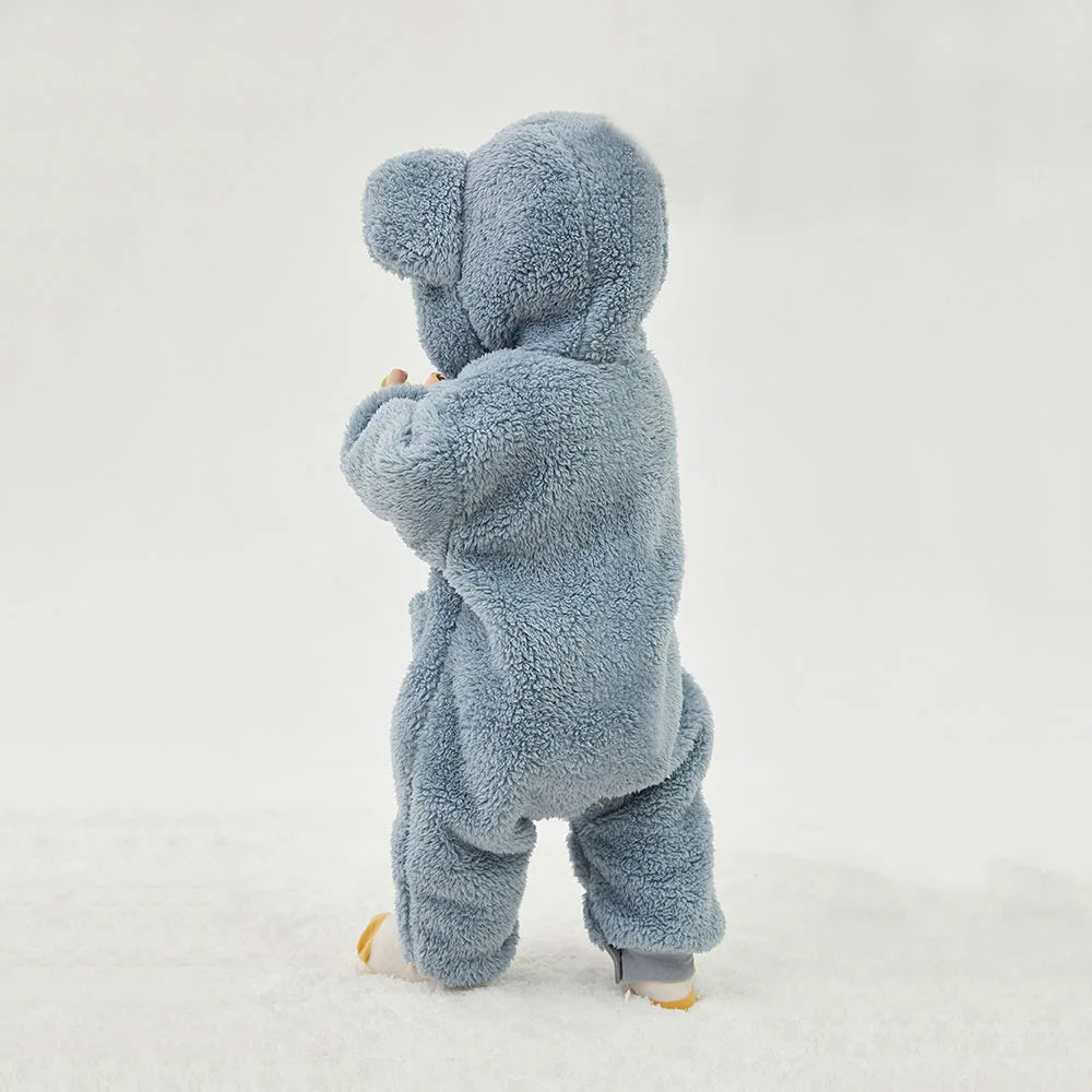 Infant Baby Romper, Warm Fleece Hooded Jumpsuit