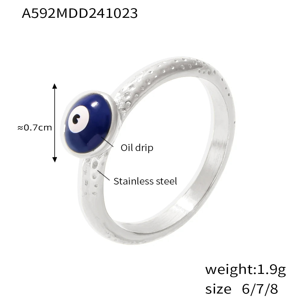 Simple Eye of eveil Stainless Steel Rings For Women Gold Plated Waterproof Finger Ring Charm Luxury Jewelry Gift Wholesale