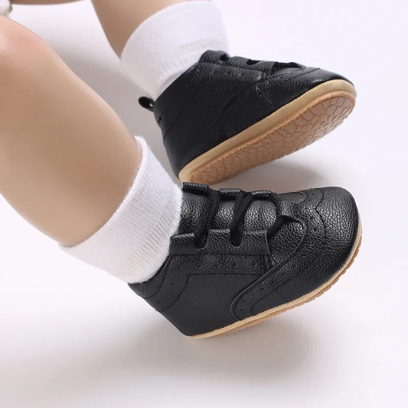 Baby Boys’ Moccasins – White Soft-Sole Non-Slip First-Step Shoes