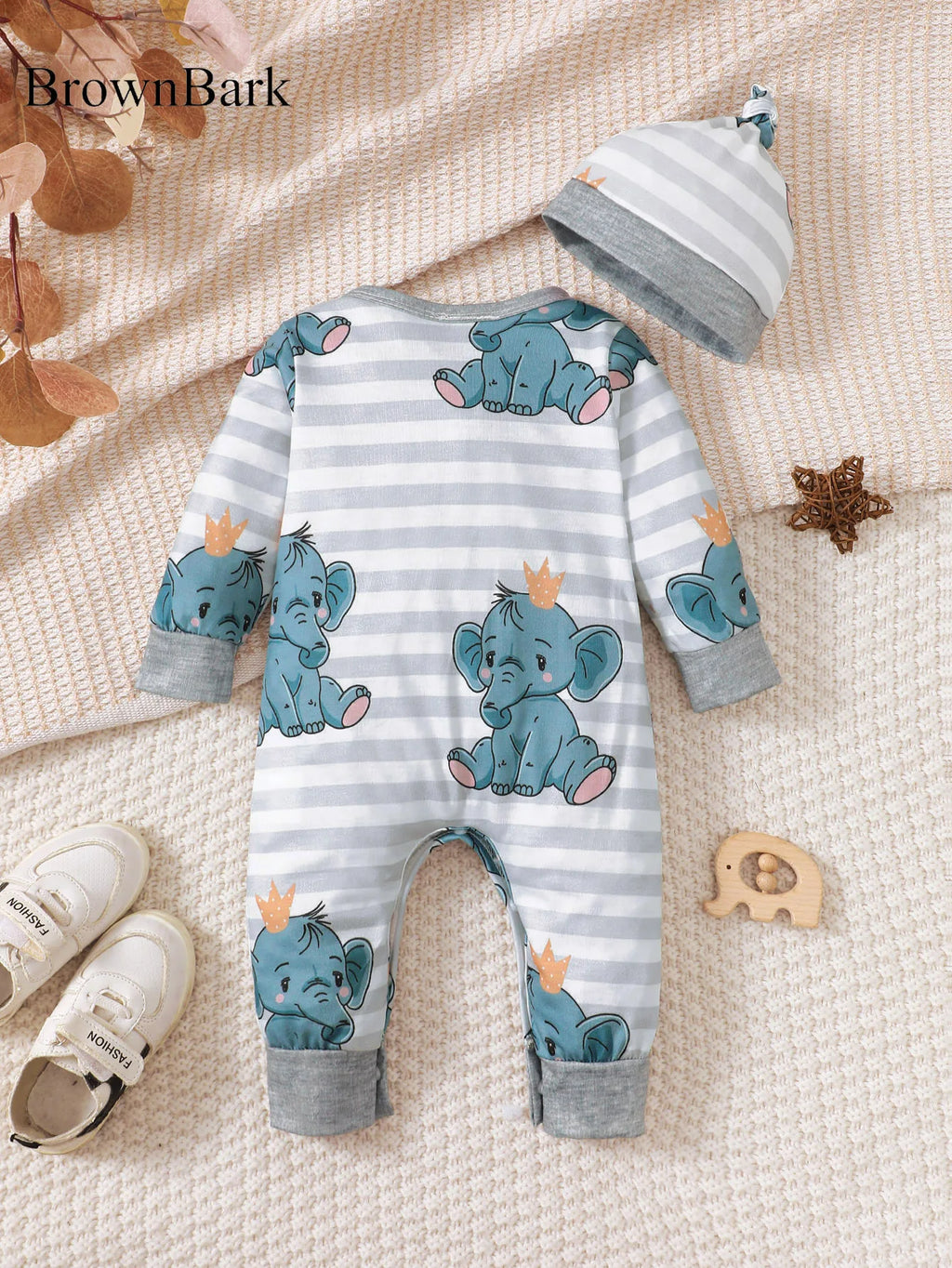 Baby Boys Bear Romper – Long Sleeve (0–12M)