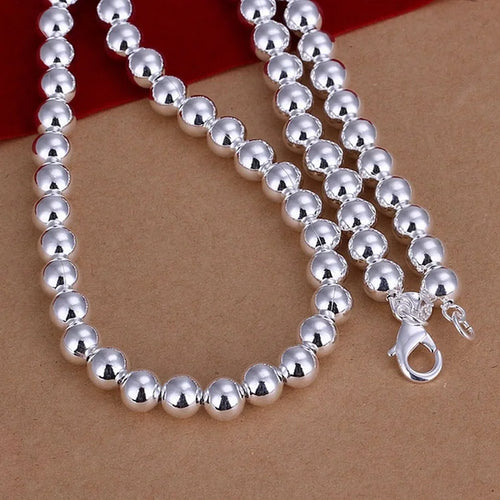 4 10MM Beads Chain 925 Sterling